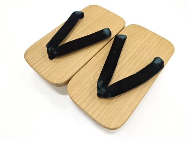 JAPANESE KIMONO / VINTAGE UNUSED MENS GETA (23 cm) / VELVET